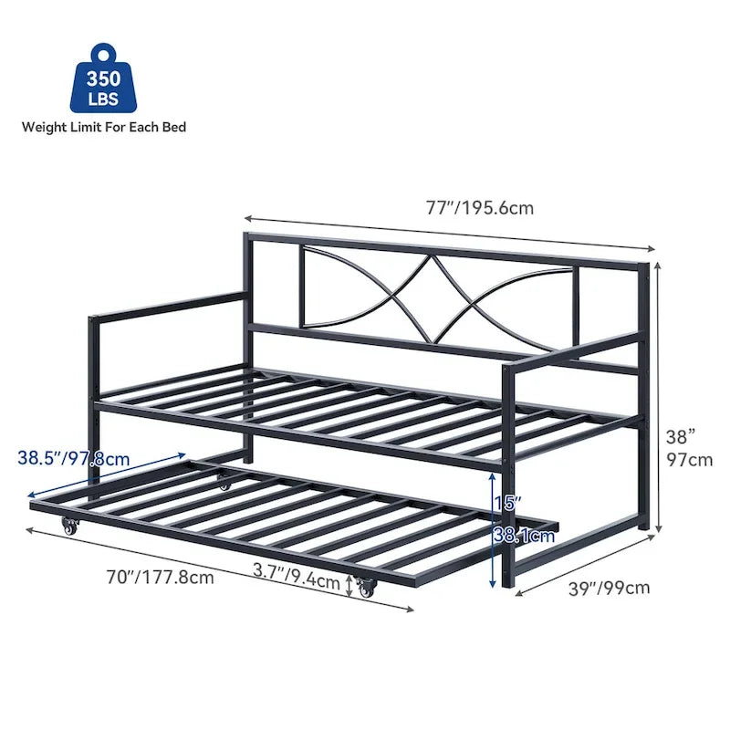 Diván cama individual con cama nido extraíble