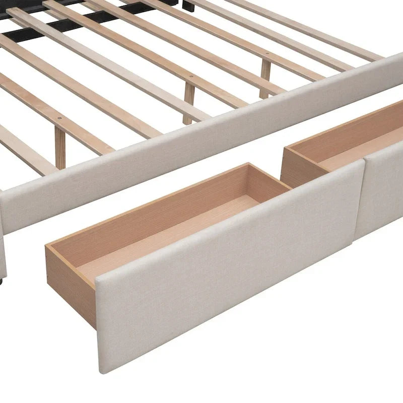 Polsterbett mit Leinenstoff