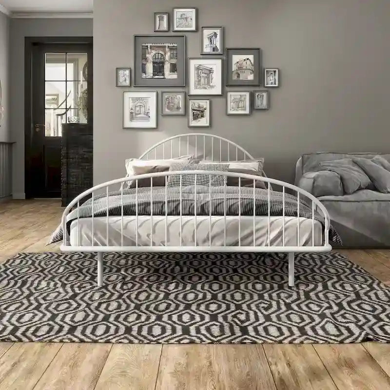 Estructura de cama curva de metal con recubrimiento en polvo