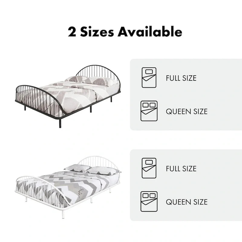 Estructura de cama curva de metal con recubrimiento en polvo