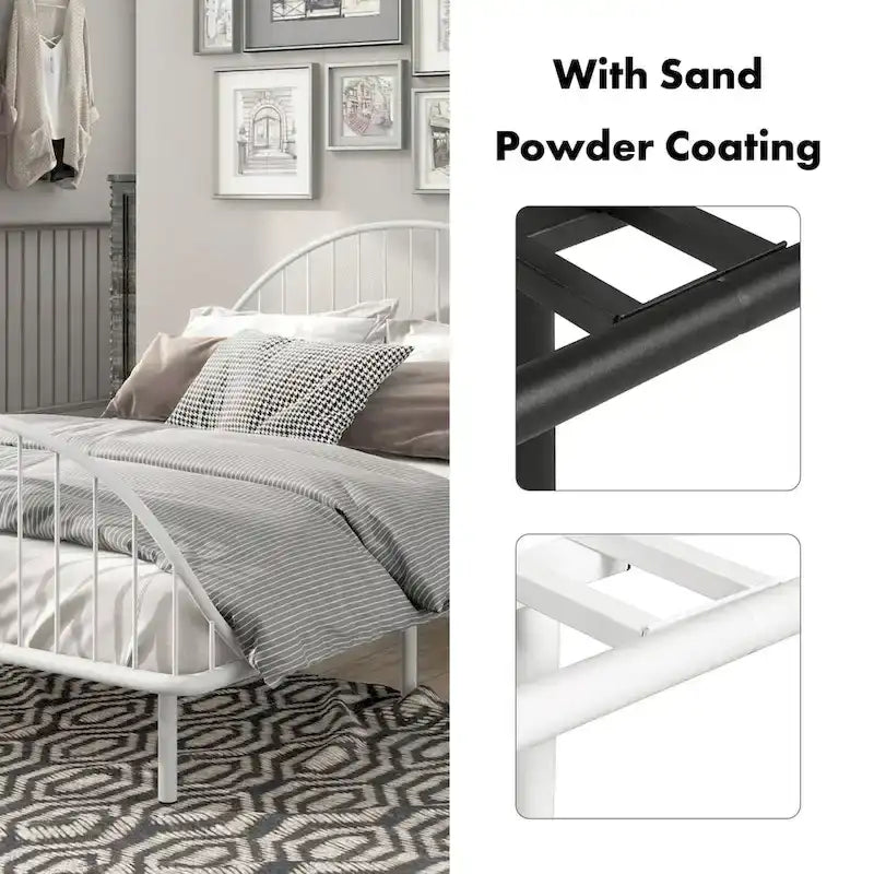 Estructura de cama curva de metal con recubrimiento en polvo