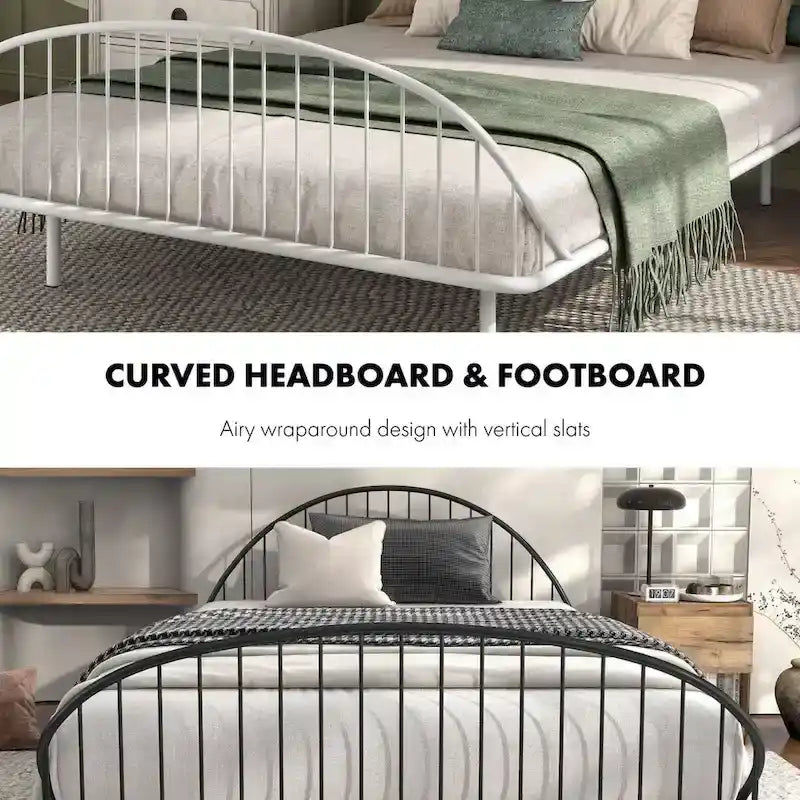 Estructura de cama curva de metal con recubrimiento en polvo