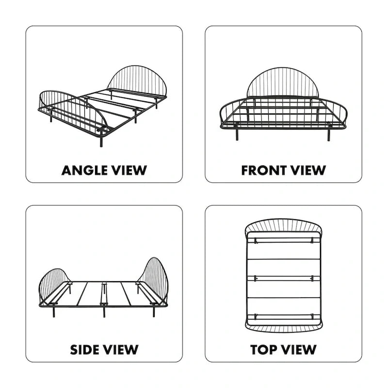 Estructura de cama curva de metal con recubrimiento en polvo