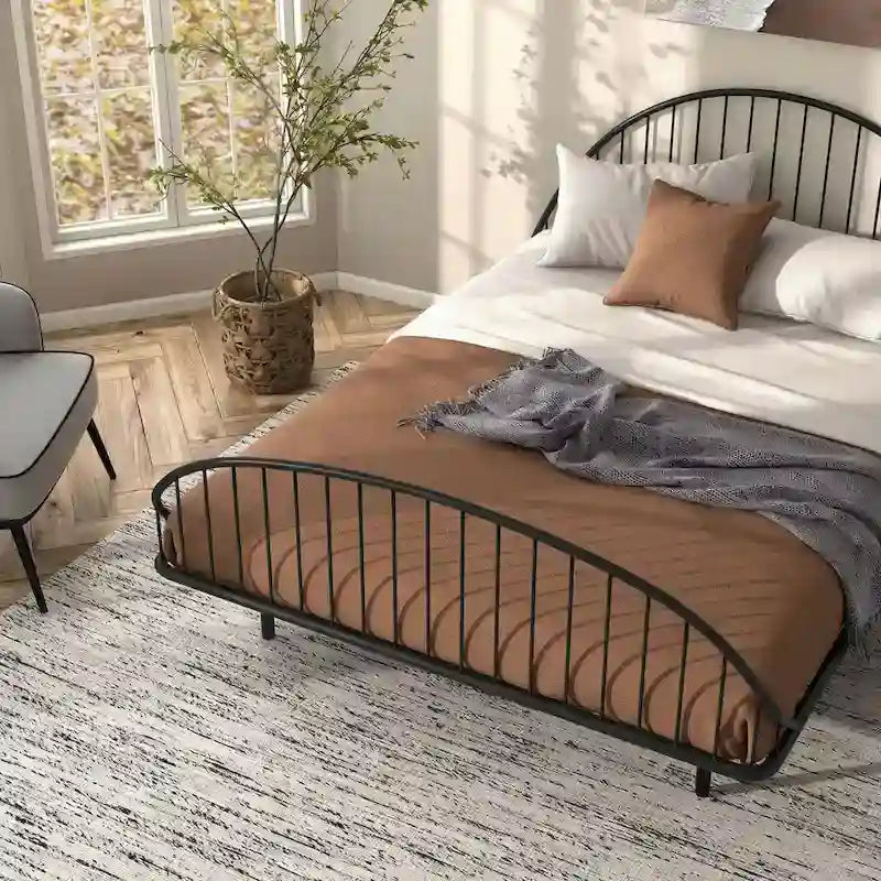 Estructura de cama curva de metal con recubrimiento en polvo