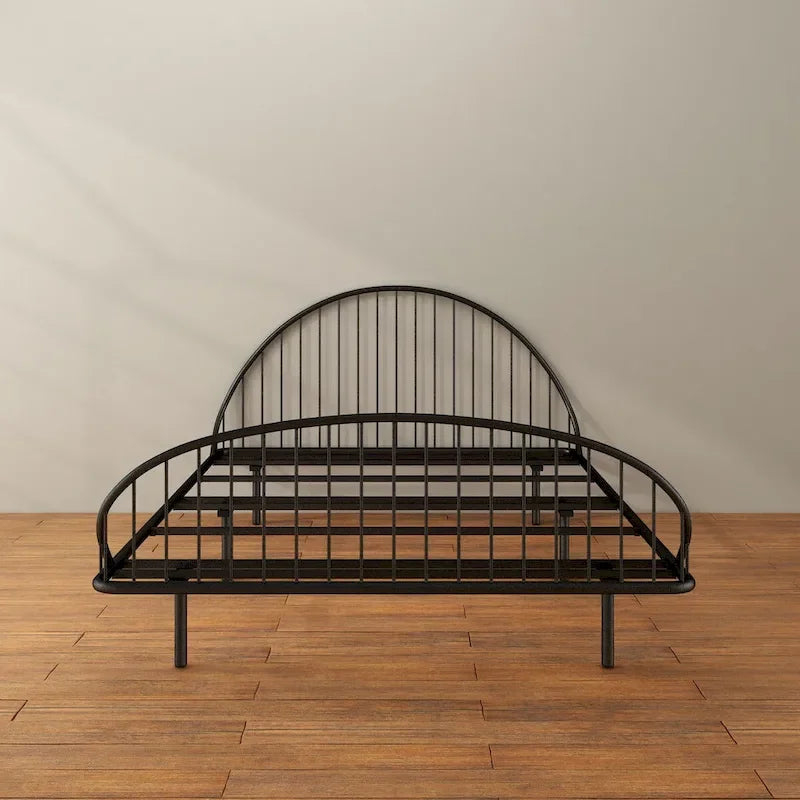 Estructura de cama curva de metal con recubrimiento en polvo