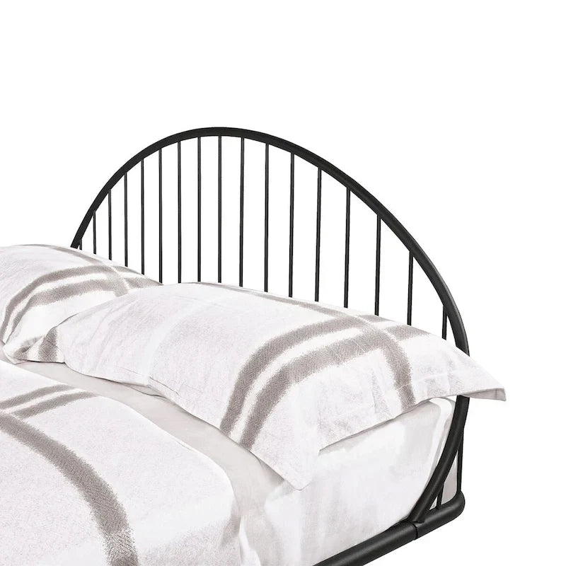 Estructura de cama curva de metal con recubrimiento en polvo
