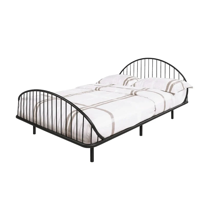 Estructura de cama curva de metal con recubrimiento en polvo