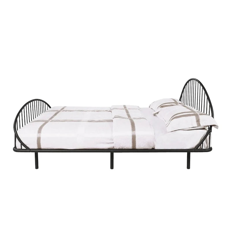 Estructura de cama curva de metal con recubrimiento en polvo