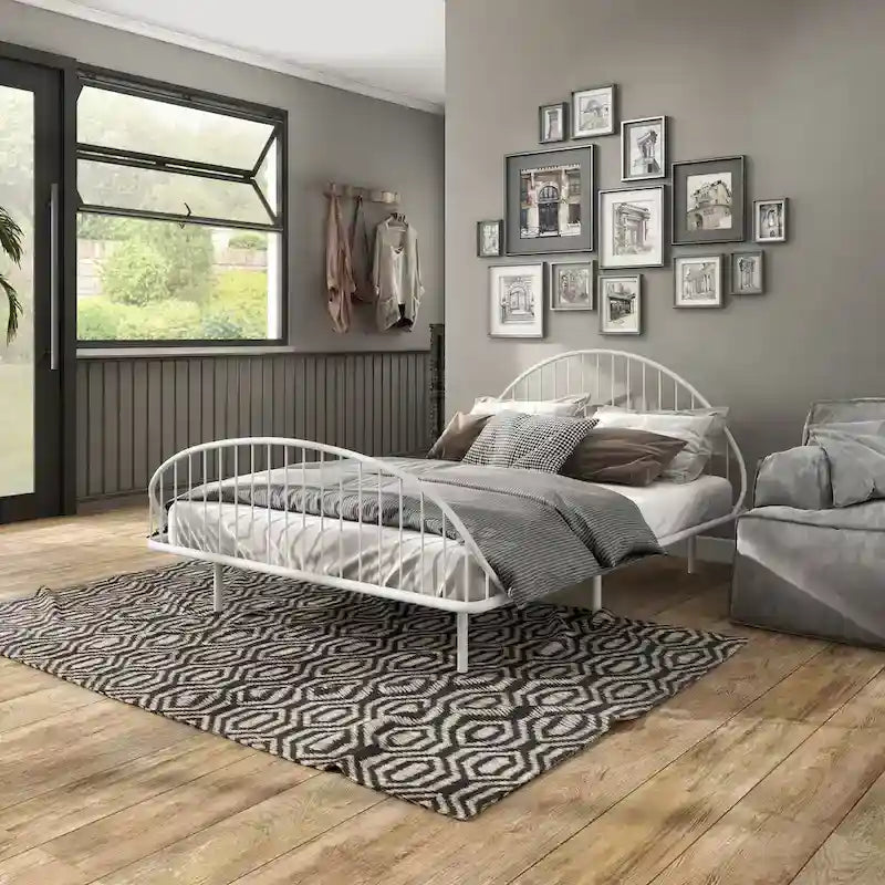 Estructura de cama curva de metal con recubrimiento en polvo