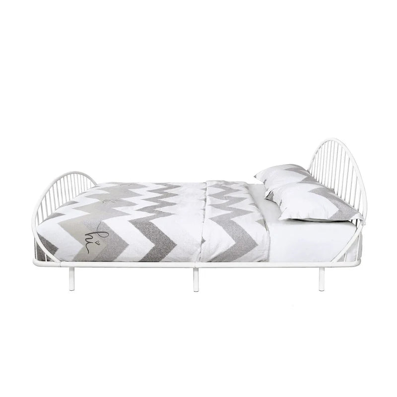 Estructura de cama curva de metal con recubrimiento en polvo