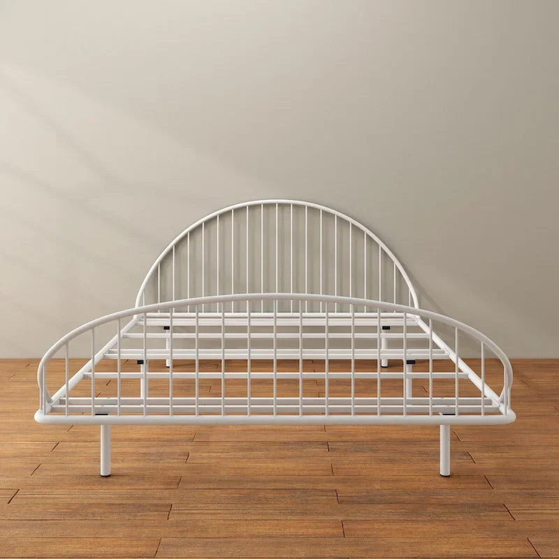 Estructura de cama curva de metal con recubrimiento en polvo