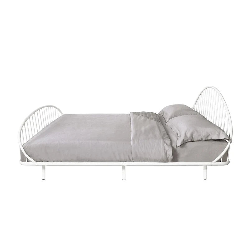 Estructura de cama curva de metal con recubrimiento en polvo