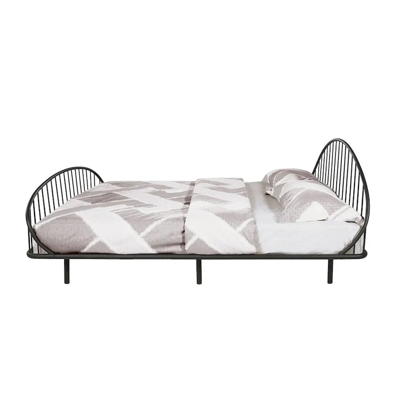 Estructura de cama curva de metal con recubrimiento en polvo