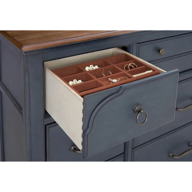 Kommode mit blauem Cord-Finish