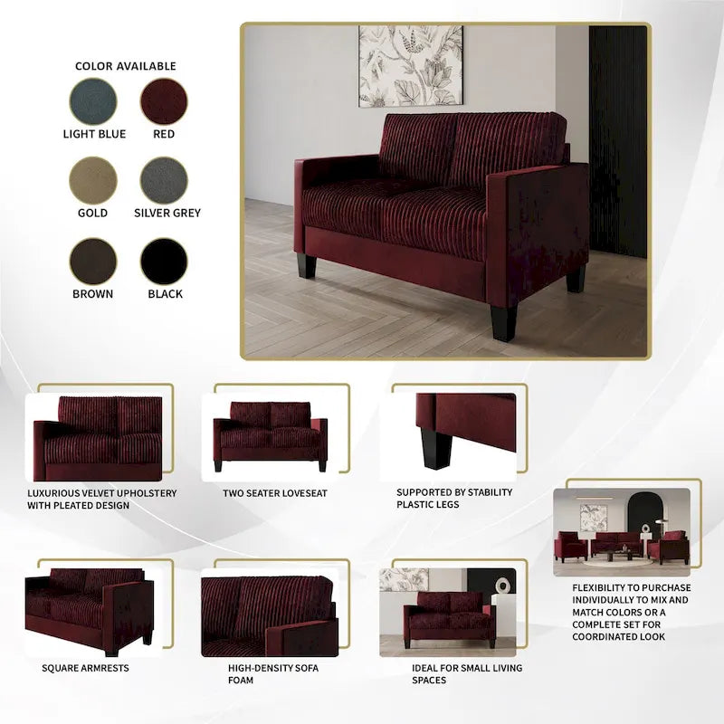 Zweisitzer-Sofa mit Cordbezug im modernen Mid-Century-Stil