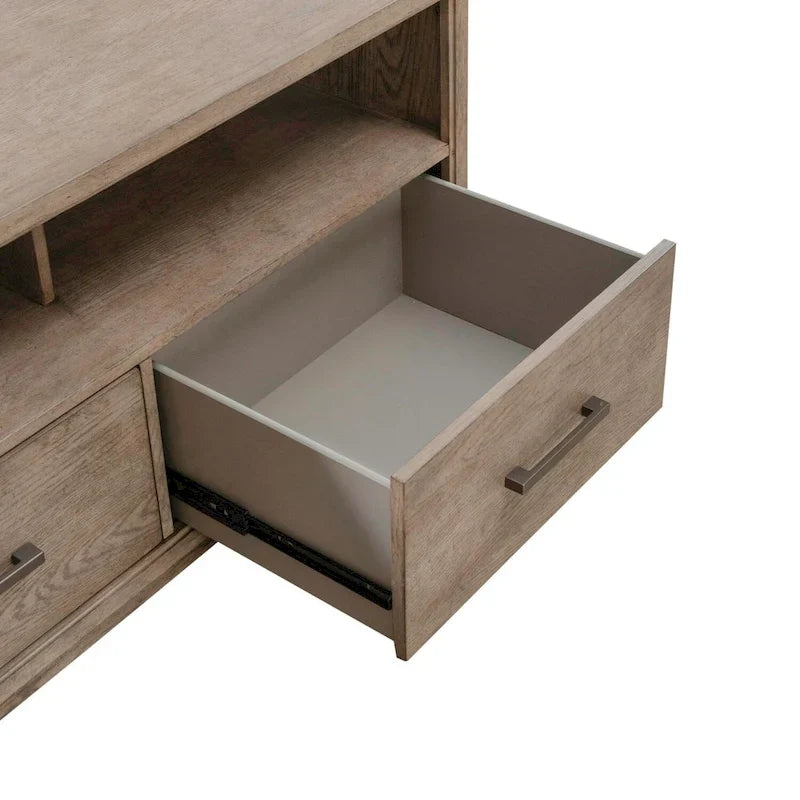 Poliertes beigefarbenes Multimedia-Sideboard