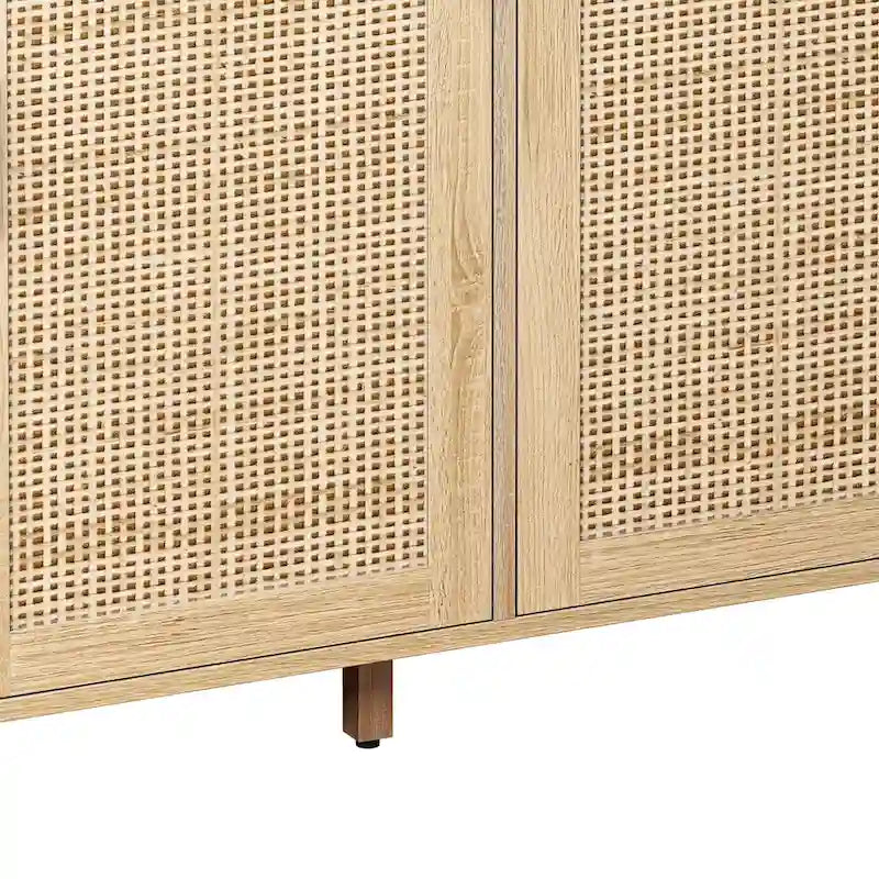 4-Door Rattan Decorative Storage Cabinet