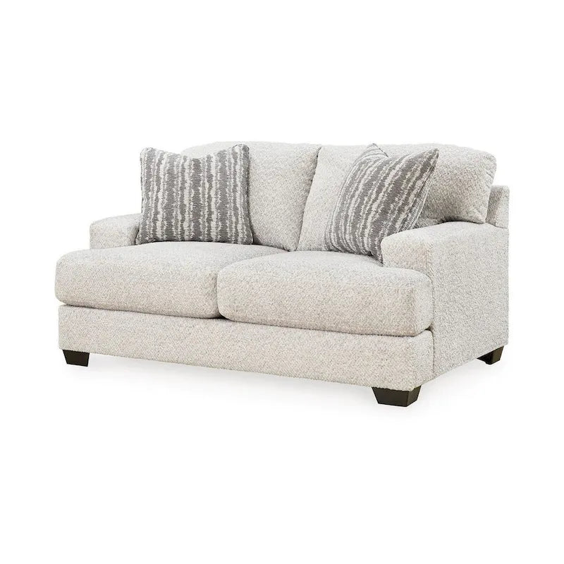 Zweisitzer-Sofa mit 2 Zierkissen, graues Polyester