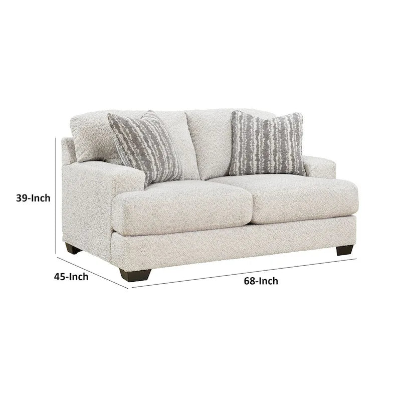 Sofá de dos plazas con 2 cojines decorativos, poliéster gris