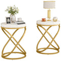 Round End Side Table with Metal Frame