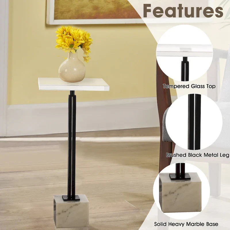 Moderner schwarzer Säulen-Marmortisch als Beistelltisch