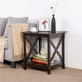 Wood Coffee Side End Table with Storage Shelf