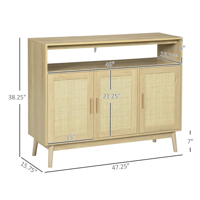 Sideboard mit Rattantüren, Natur