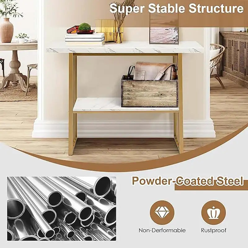 Living Room 2-Tier Console Table Modern Entryway Hallway Table