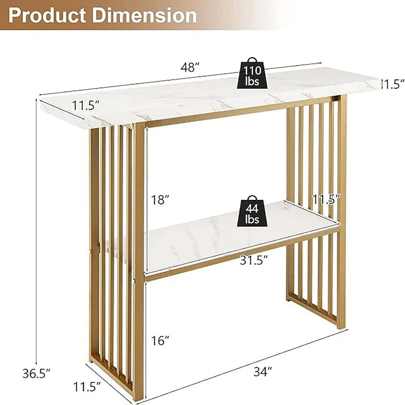 Living Room 2-Tier Console Table Modern Entryway Hallway Table
