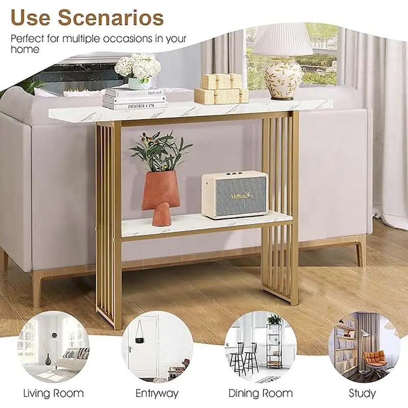 Living Room 2-Tier Console Table Modern Entryway Hallway Table