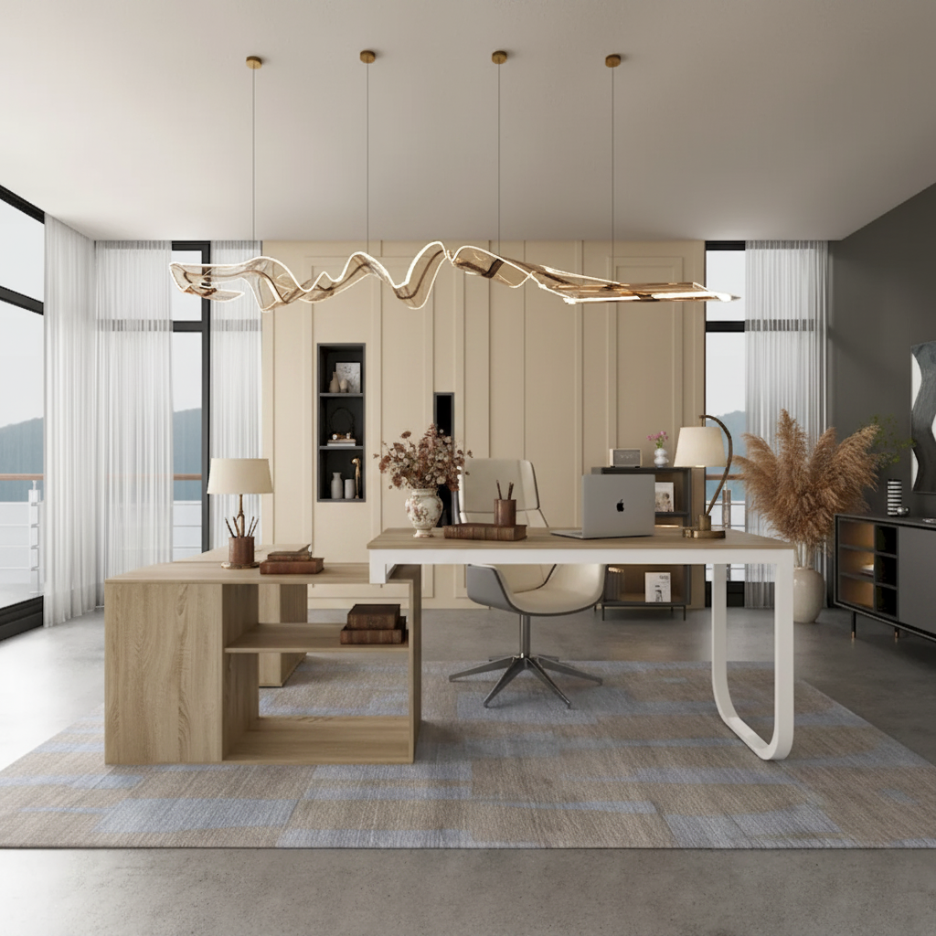 55-inch L Shaped Office Computer Desk